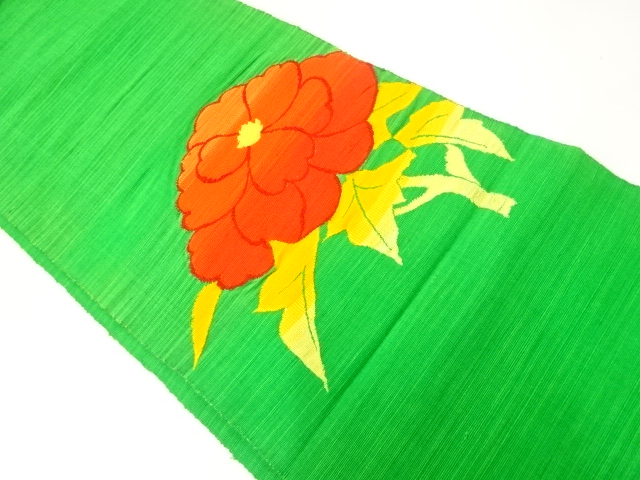 JAPANESE KIMONO / VINTAGE NAGOYA OBI / SILK / HAND WOVEN TSUMUGI / PEONY